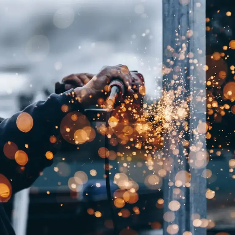 A man using an angle grinder